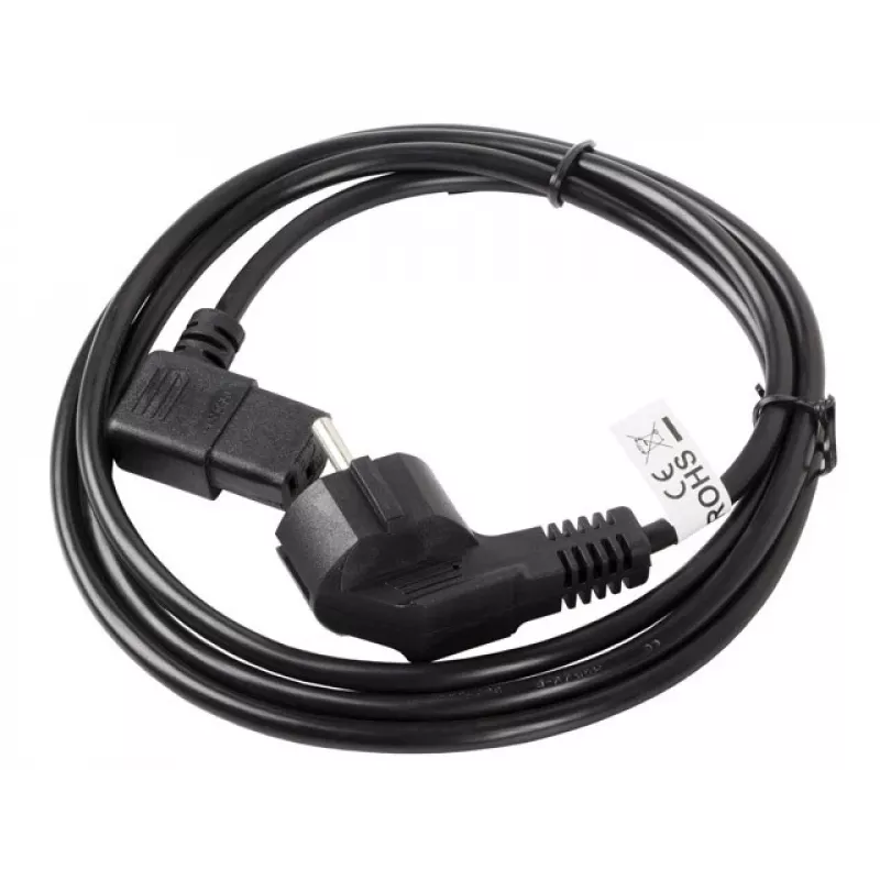 Maitinimo laidas LANBERG CA-C13C-12CC-0018-BK, 2 m, C13 lizdas prie CEE7/7, juodas, kampuotas C13