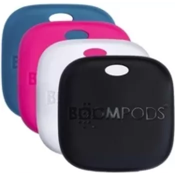 Įkraunamos žymos Boompods Boomtag Rechargeable 4er — rinkinys iš 4 juodos, mėlynos, baltos, rožinės spalvų