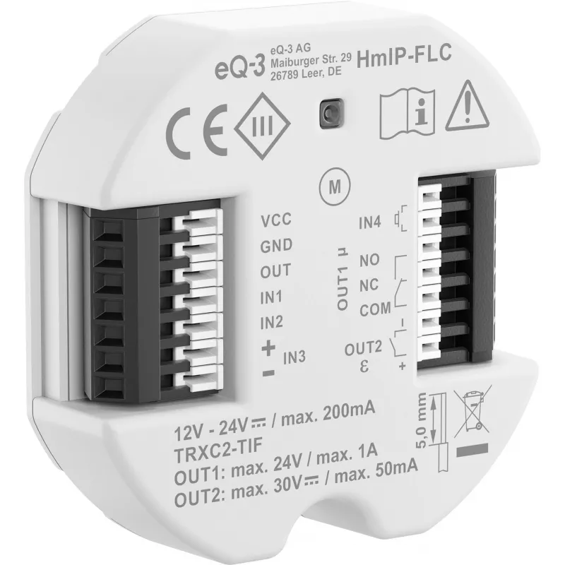 eQ-3 AG Homematic IP HmIP-FLC, nuotolinis valdiklis, balta, IP20, -5–40 °C, 52 mm, 15 mm