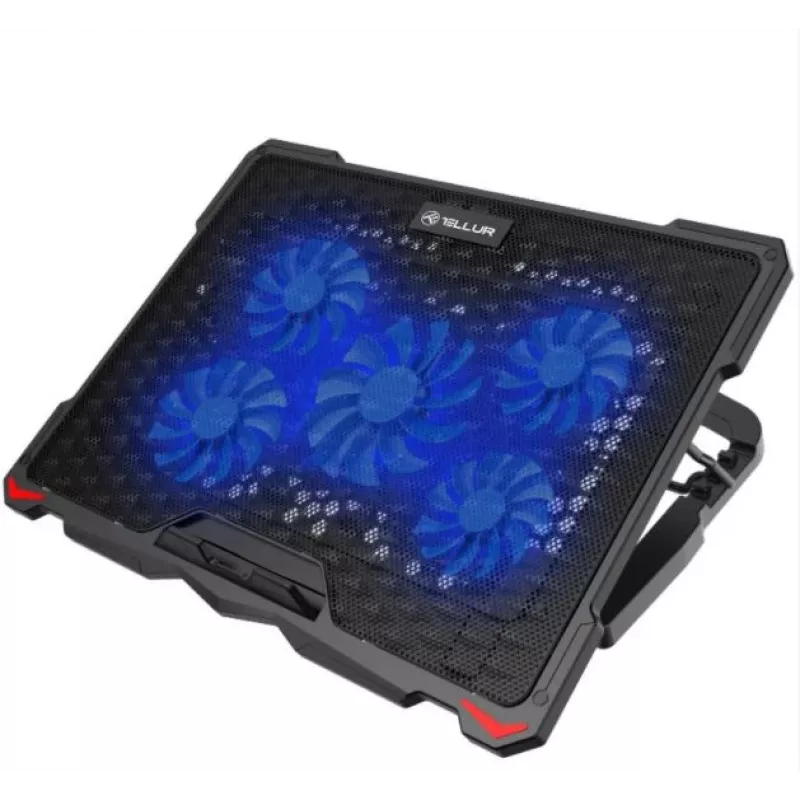 Tellur Cooling pad Basic 17, 5 ventiliatoriai, LED, juoda