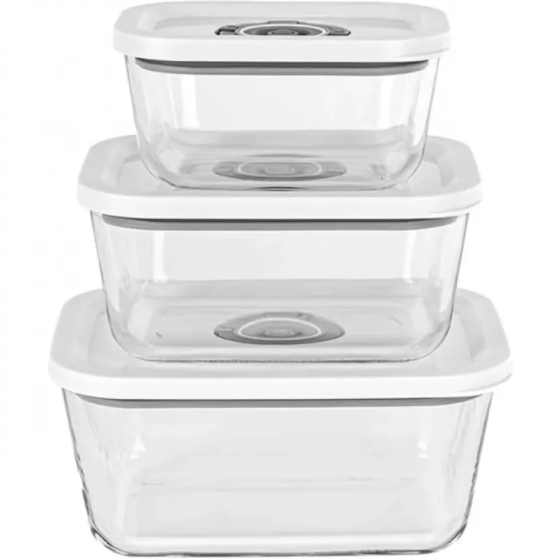 Rommelsbacher Vakuuminio sandariklio stiklinis indų rinkinys VCG 1, 3 vnt. (350 ml, 670 ml, 1100 ml), permatomas