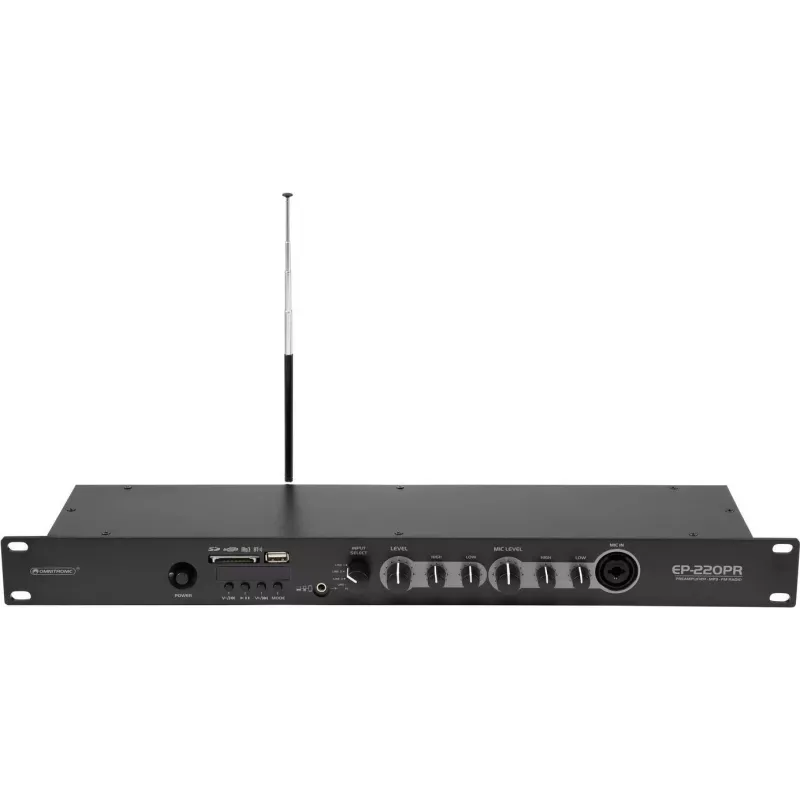 Pirminis stiprintuvas Omnitronic EP-220PR su MP3 grotuvu ir FM radiju