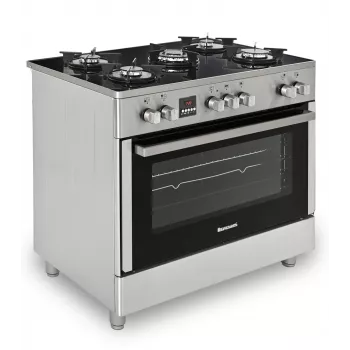 Laisvai stovinti dujinė-elektrinė viryklė Ravanson KWGE-K90, 5 kaitviečiai, 90 cm, inox