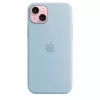 Silicone dėklas Apple iPhone 15 Plus Šviesiai Mėlynas MagSafe
