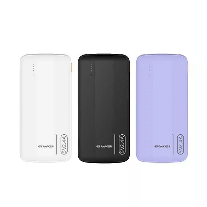 Awei PowerBank P20K 10000mAh Juoda/Juoda (10000mAh), Powerbank, Juoda