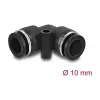 Pneumatinė jungtis DELOCK 10 mm, 90° kampuota su tvirtinimo anga, vidinis sriegis, metalas/plastikas, ilgis 36,5 mm
