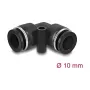 Pneumatinė jungtis DELOCK 10 mm, 90° kampuota su tvirtinimo anga, vidinis sriegis, metalas/plastikas, ilgis 36,5 mm