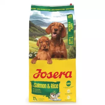 Sausas šunų maistas JOSERA Mother & Puppy Salmon & Rice 12,5 kg — pilnavertis pašaras šuniukams, 30 % baltymų, 22 % riebalų