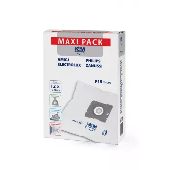 Dulkių siurblių maišeliai PHILIPS CONCEPT SENCOR ZANUSSI P15 maxi KM-P15-MX (12 vnt.)