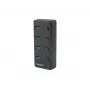 USB šakotuvas NATEC MANTIS USB 2.0 Type-B — 4x USB 3.2 Gen 1 Type-A prievadai, juodas, 0.8 m laidas, kintamosios srovės adapteris, maitinimo jungiklis