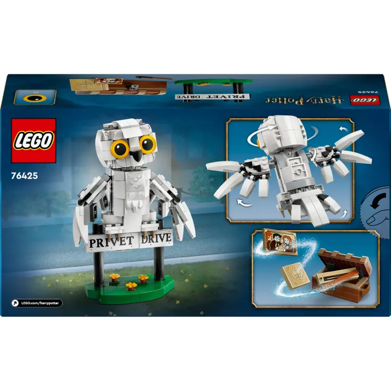 LEGO Harry Potter statomas Hedwiga Privet Drive modelis 76425 — 337 dalys, 100 mm aukštis, rekomenduojamas amžius 7+