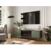 Cama Meble TV spintelė su židiniu TRESSE 180x40x54,5 cm — matinės žalios spalvos viršus, medžio drožlių plokštė