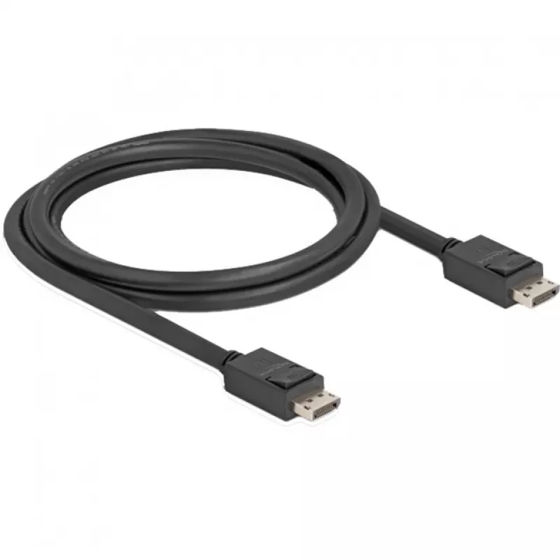 Delock - DisplayPort kabelis - DisplayPort (M) su fiksatoriumi į DisplayPort (M) su fiksatoriumi - DisplayPort 2.1 - 1,8 m - Palaiko 16K 60 Hz (15 360 x 8640), iki 80 Gbps duomenų perdavimo