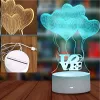 Naktinė lempa Extralink HOME 3D optinė iliuzija Keturios širdys USB naktinė lempa