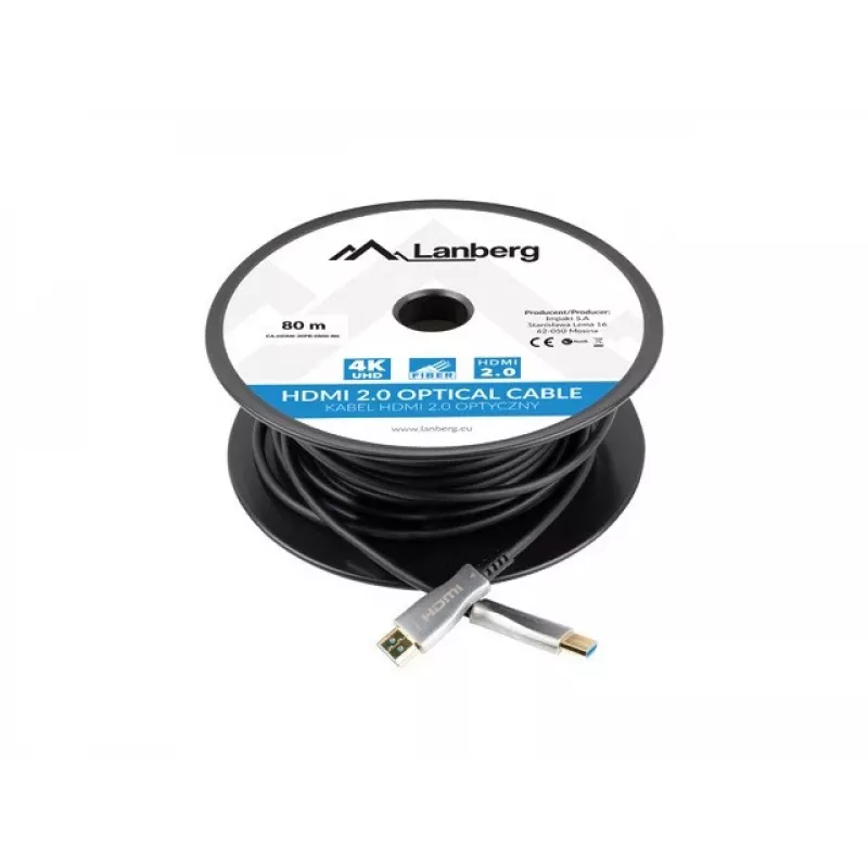 HDMI laidas Lanberg CA-HDMI-20FB-0800-BK 80 m HDMI A tipo kištukas į HDMI A tipo kištuką