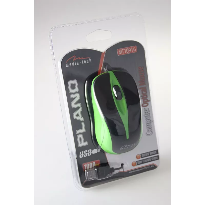 Wired Optical pelė 800dpi Juoda & green MT1091G