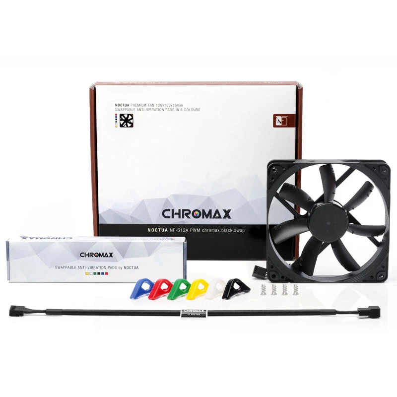 Noctua NF-S12A PWM chromax.black.swap 120mm korpuso ventiliatorius