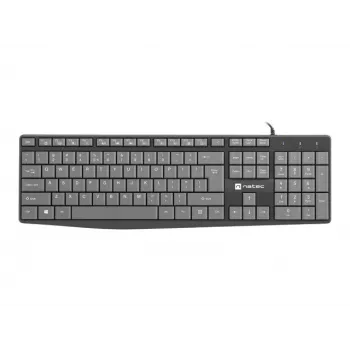 Laidinė viso dydžio klaviatūra NATEC NKL-1507 USB QWERTY US International pilka/juoda, 105 klavišai, skaitmeninė dalis