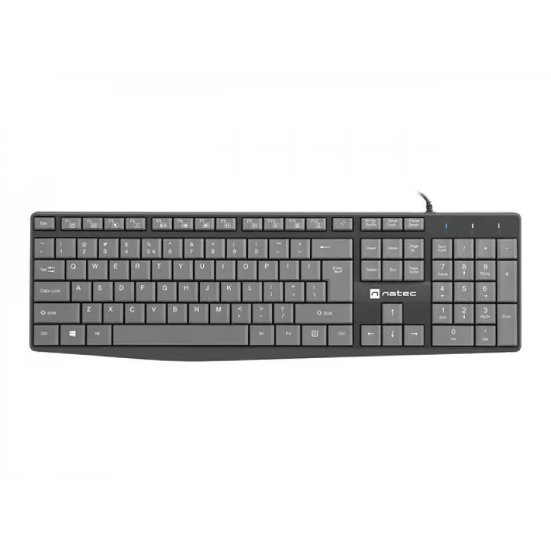 Laidinė viso dydžio klaviatūra NATEC NKL-1507 USB QWERTY US International pilka/juoda, 105 klavišai, skaitmeninė dalis