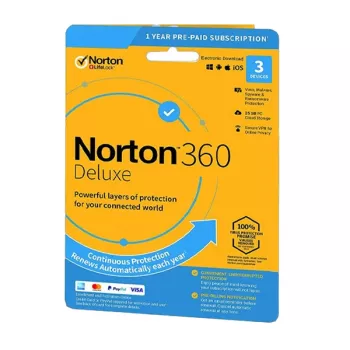 Norton 360 Deluxe | 3 įrenginiai | 1 metai | 25 GB debesies saugykla | EU