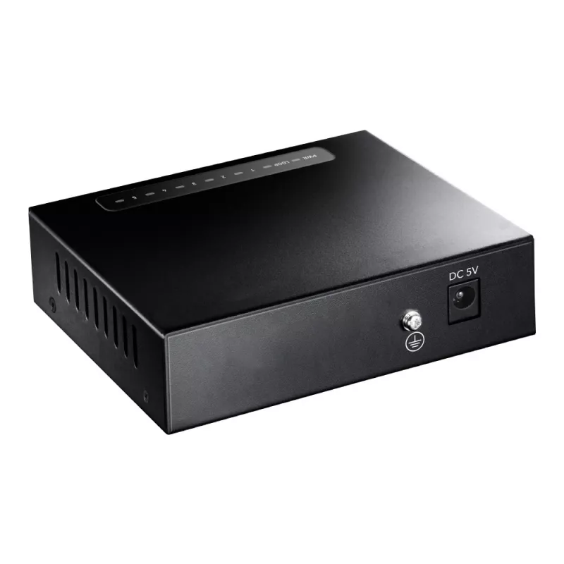 Tinklo jungiklis Cudy GS105 — 5 prievadų Gigabit Ethernet (10/100/1000), juodas, 5 V DC maitinimas įtrauktas