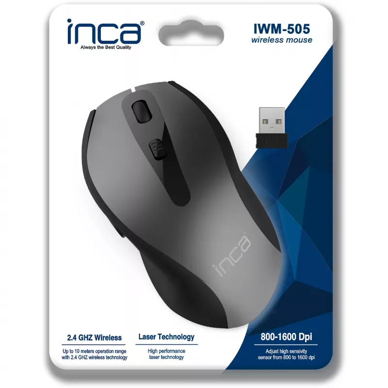 Cian Technology GmbH INCA pelė IWM-505 ergonominė belaidė 1600 DPI lazerinė SW mažmeninė - Pelė - 1.600 dpi