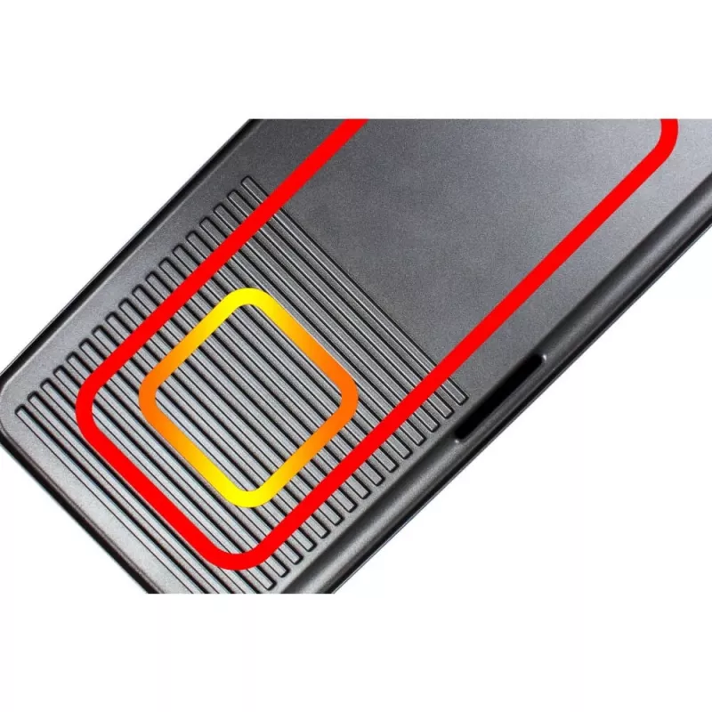 Elektrinis stalo grilis Rommelsbacher BBQ 2003 — 1900 W, 50×25 cm, briaunotas + Teppanyaki, reguliuojamas termostatas, sidabrinė/juoda