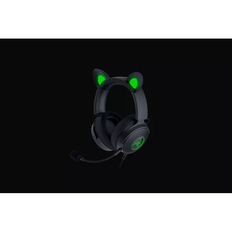 Razer Kraken V2 Pro Kitty Edition – laidinis ausinių komplektas, uždengiančios ausines, juodos spalvos, žaidimams