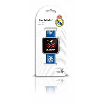 Vaikiškas Euroswan LED laikrodis Real Madrid RM00017 — vaikiškas skaitmeninis LED laikrodis, komandos atributika puoštas dizainas