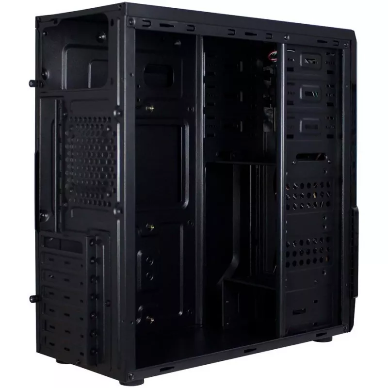 Korpusas INTER-TECH B-42 juodas Midi Tower, ATX, 2xUSB2.0, mėlyna LED juostelė, PSU pasirinktinai