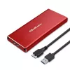 SSD dėklas QOLTEC 51831 USB 3.0 M.2 SATA diskams iki 2TB, raudonas, palaiko 30 mm ilgį, iki 4 diskų
