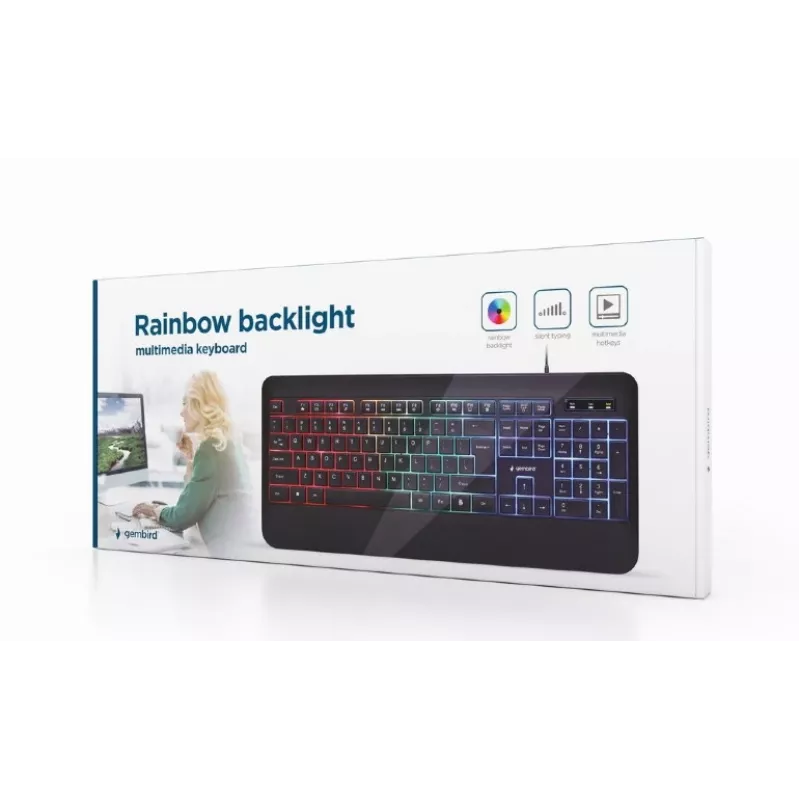MULTIMEDIJOS KLAVIATŪRA USB ENG/JUODA KB-UML-03 GEMBIRD
