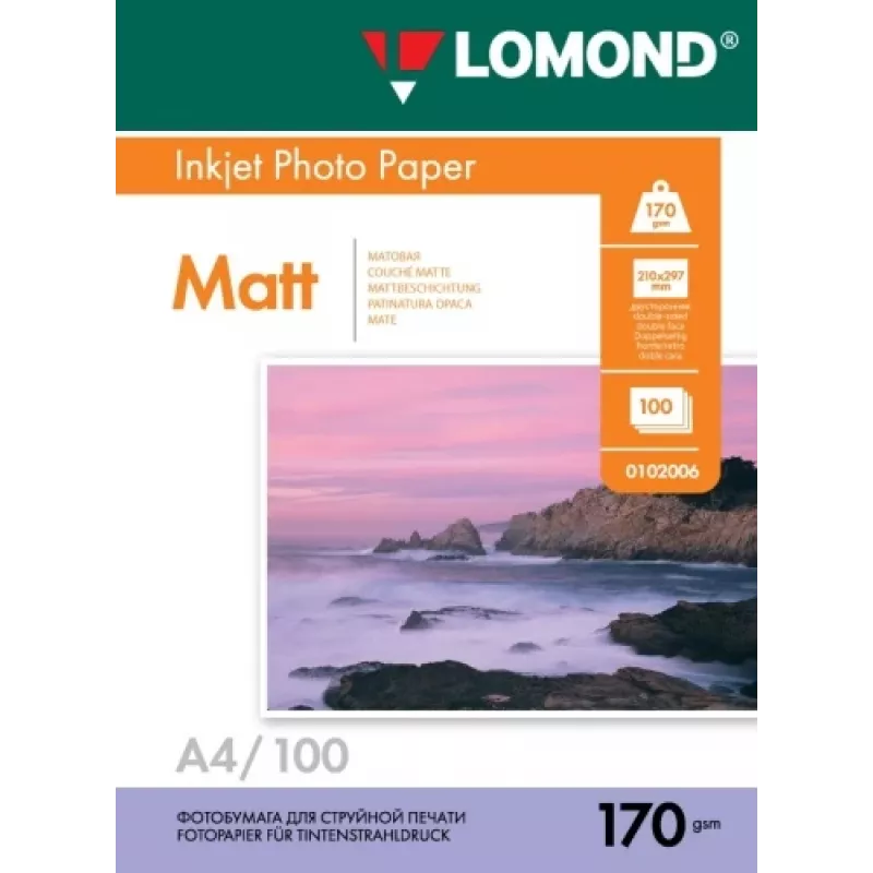 Lomond Photo Inkjet Paper Matte 170 g/m2 A4, 100 lapų, dvipusis