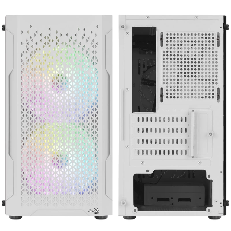 ATX AEROCOOL TRINITY MINI FRGB MICRO MINI TOWER KORPUSAS SU STIKLO PANELE (BALTAS)
