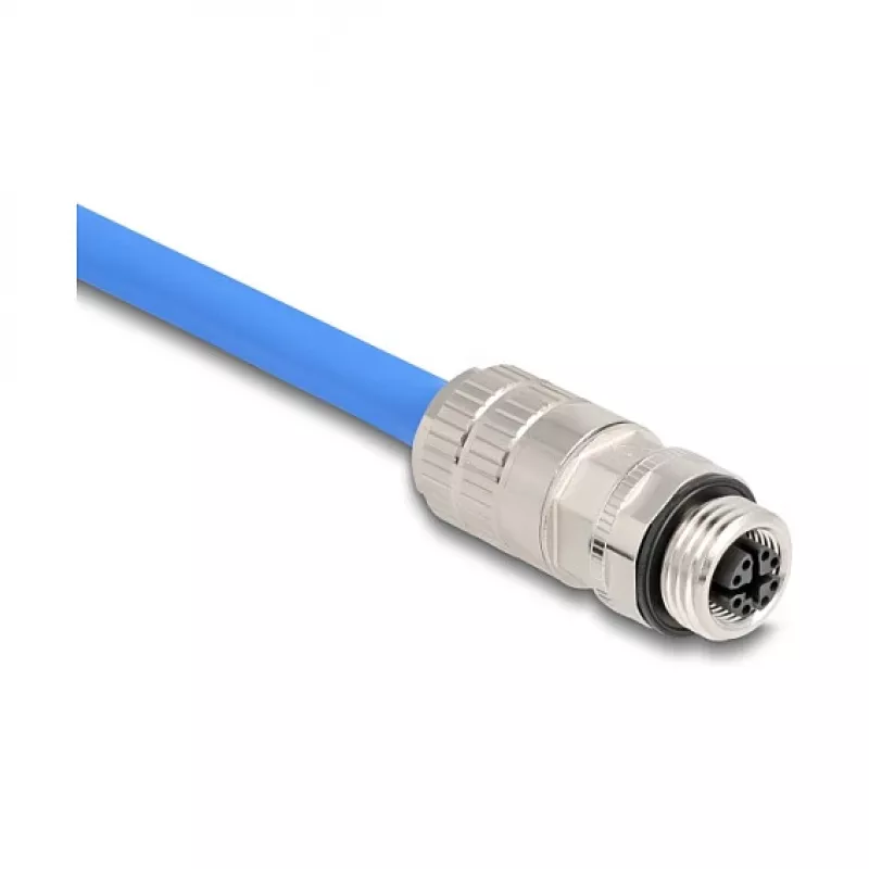 DeLOCK 86056 laido jungtis M12 Juoda Nerūdijantis plienas Moteriška