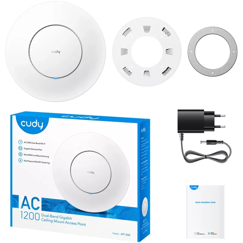 Cudy AC1300 baltas maitinimas per Ethernet (PoE)