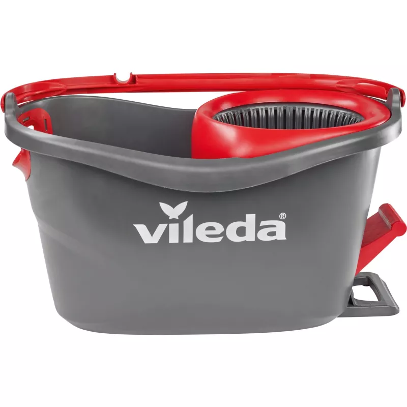 Šluota VILEDA EasyWring & Clean Turbo, raudonas technopolimero kibiras, nuimama plaunama mikro pluošto šluostė, kietoms grindims