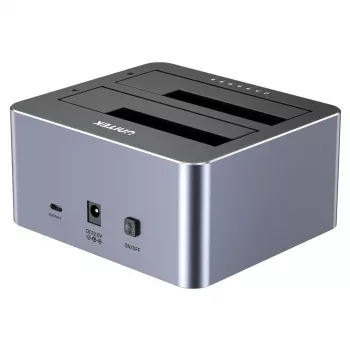 Dokų stotelė Unitek 51642 2,5 col./3,5 col. SATA diskams, USB-C 10 Gbps, 2 lizdai, aliuminio