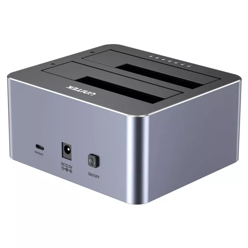 Dokų stotelė Unitek 51642 2,5 col./3,5 col. SATA diskams, USB-C 10 Gbps, 2 lizdai, aliuminio