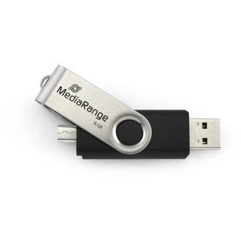 MEDIARANGE MR931-2 - 16 GB - USB Type-A / Micro-USB - 2.0 - 15 MB/s - pasukamas žiedas - Sidabrinė - Juoda