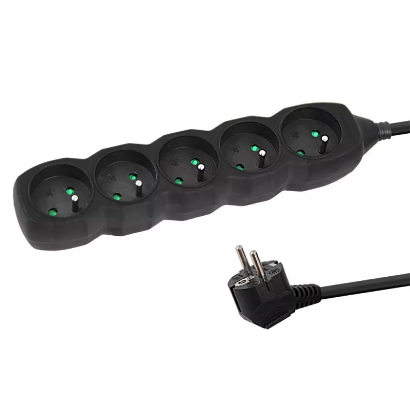 Maitinimo lizdas ESPERANZA ELK208K — 5 lizdai, 3 m laidas, juoda