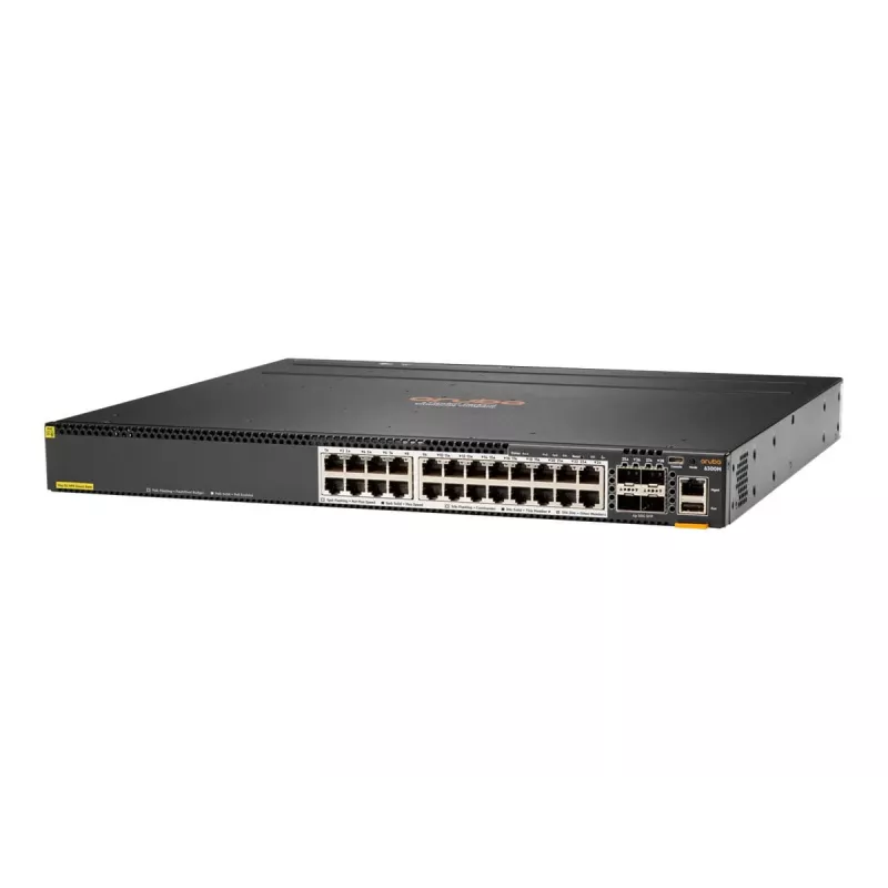 Hewlett Packard Enterprise HPE Aruba 6300M - Switch - L3 - valdomas - 24 x 1/2,5/5/10GBase-T + 4 x 1 Gigabit / 10 Gigabit / 25 Gigabit / 50 Gigabit SFP56 (aukštupio / rietimo) - priekis