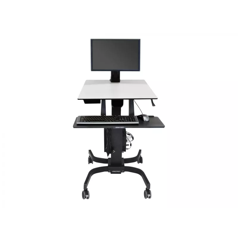 Ergotron WorkFit-C - Vienvietė sėdėjimo-stovėjimo darbo stotis - Multimedijos vežimėlis - Juoda - Pilka - 7,3 kg - 61 cm (24 col.) - 75 x 75, 100 x 100 mm - 360°