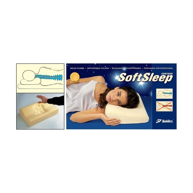 Ortopedinė pagalvė Mobilex SoftSleep L dydis, ergonomiškas porolonas, 500×300×120 mm, tankis 50 kg/m³