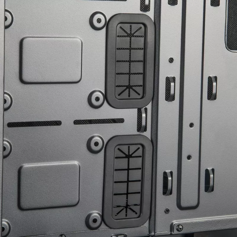 PC Case MODECOM Oberon Pro Midi Tower — juoda, palaiko ATX/microATX/ITX, 7 išplėtimo lizdai, iki 395 mm GPU, 5 HDD/3 SSD vietos