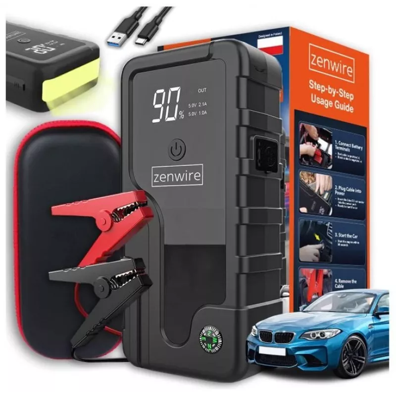Automobilio starterio išorinė baterija zenwire CY16 6400 mAh — nešiojamas 12V akumuliatorių starteris