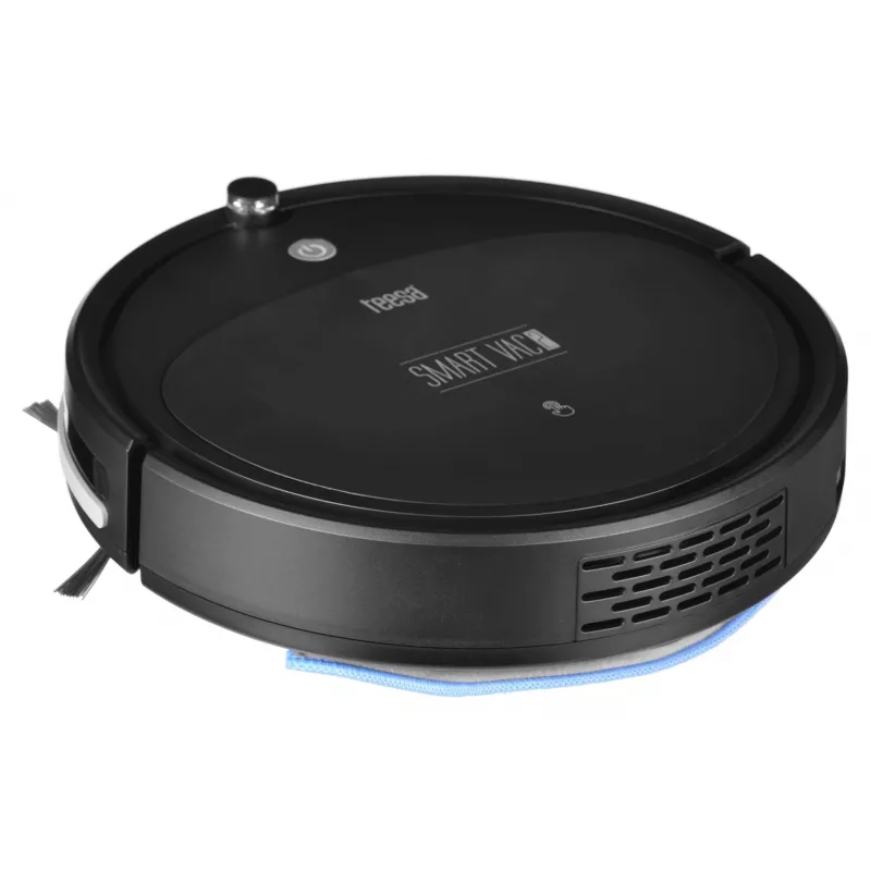 Robot vacuumeris TEESA Smart VAC 2 — apvalus, juodas, 1000 Pa siurbimo galia, 9,6 V/2000 mAh Li baterija, 0,2 L dulkių talpykla, Wi‑Fi, automatinis grįžimas