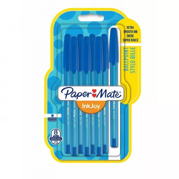 PAPER MATE Šratinukas InkJoy 100 su dangteliu 8 vnt. M mėlynas