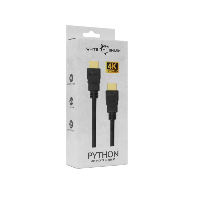 HDMI laidas White Shark Python 2.0 M/M 2m — 4K@60Hz