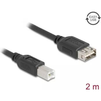 USB 2.0 laidas DELOCK 81531 — 2 m, USB B į USB A, juodas, paauksuoti kontaktai